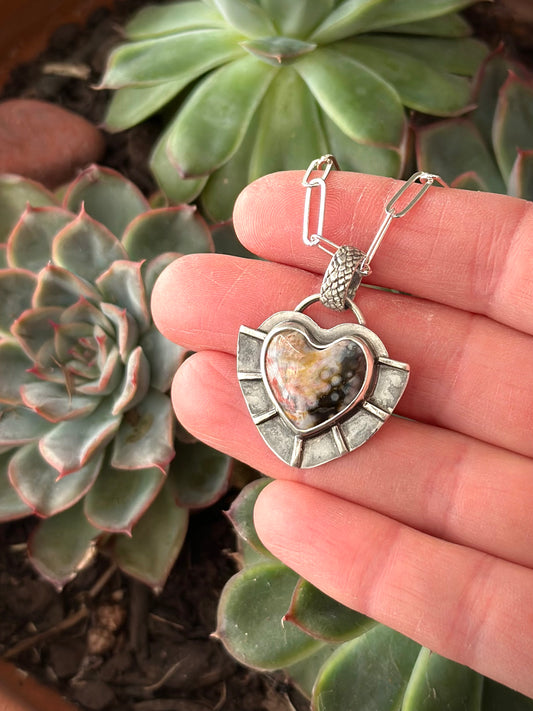 Ocean Jasper Radiant Heart Necklace