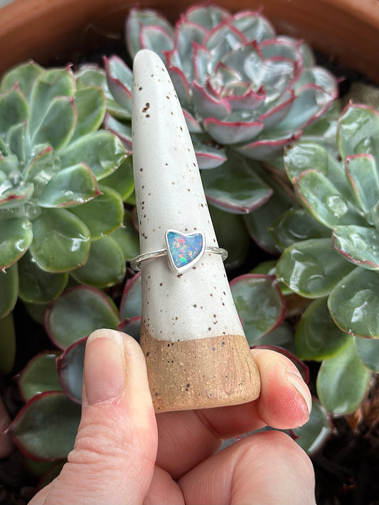 Coober Pedy Opal Heart Ring in size 10