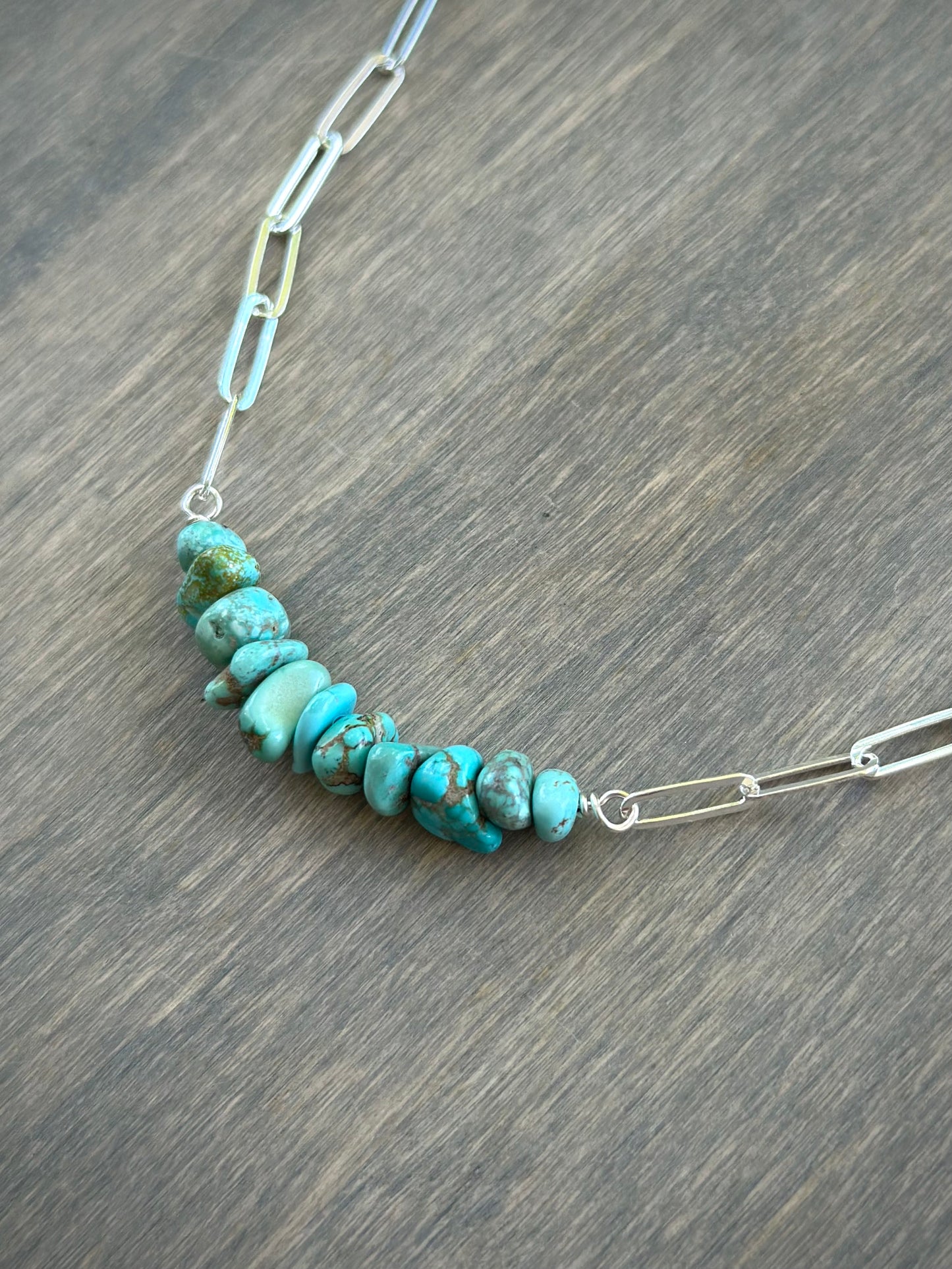 Sierra Nevada Turquoise Bead Paperclip Necklace