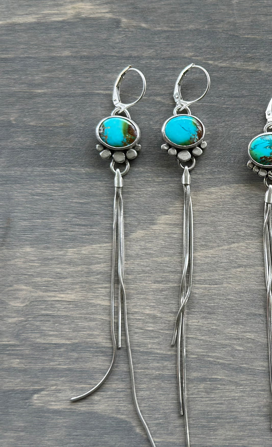 Sonoran Turquoise Fringe Earrings in Blue v2