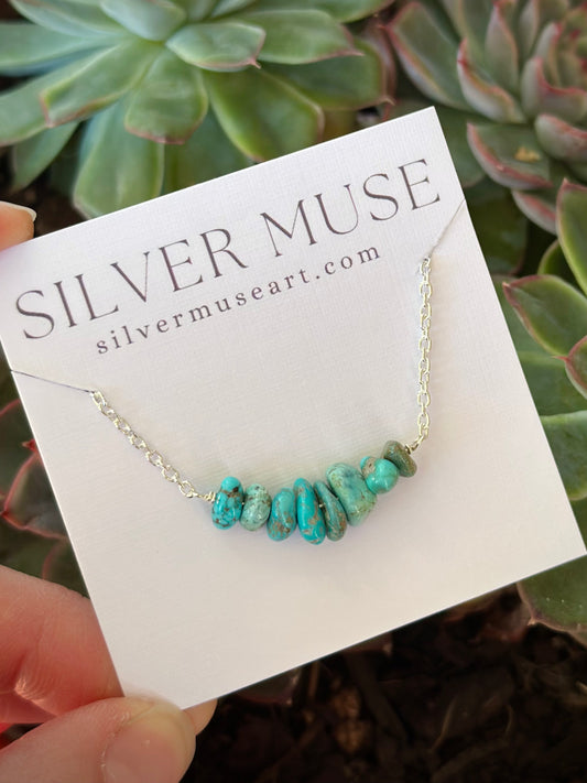 Sierra Nevada Turquoise Bead Necklace in Sterling Silver