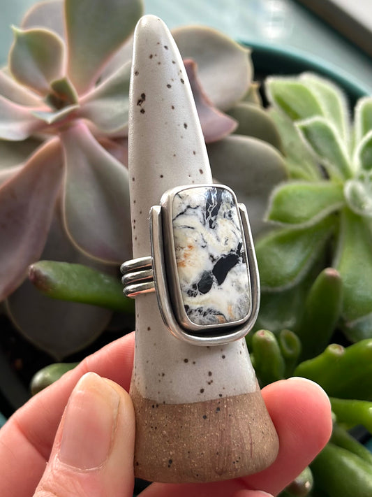 White Buffalo Art Deco Ring in size 10