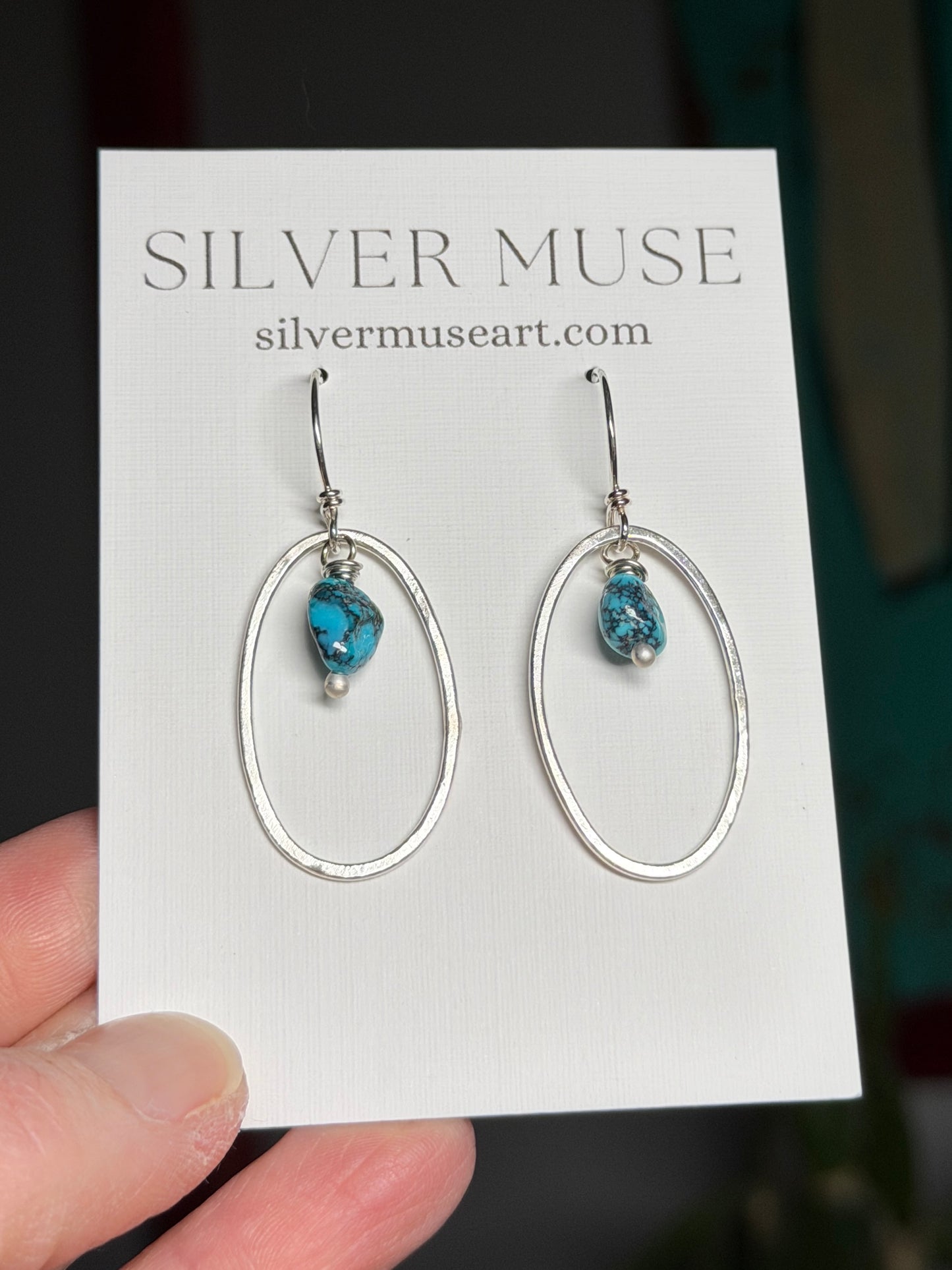 Blue Moon Turquoise Bead + Hoop Dangle Earrings