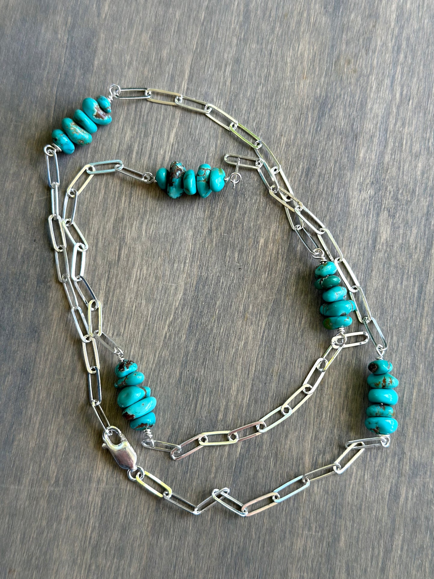 Sierra Nevada Turquoise Bead Paperclip Necklace