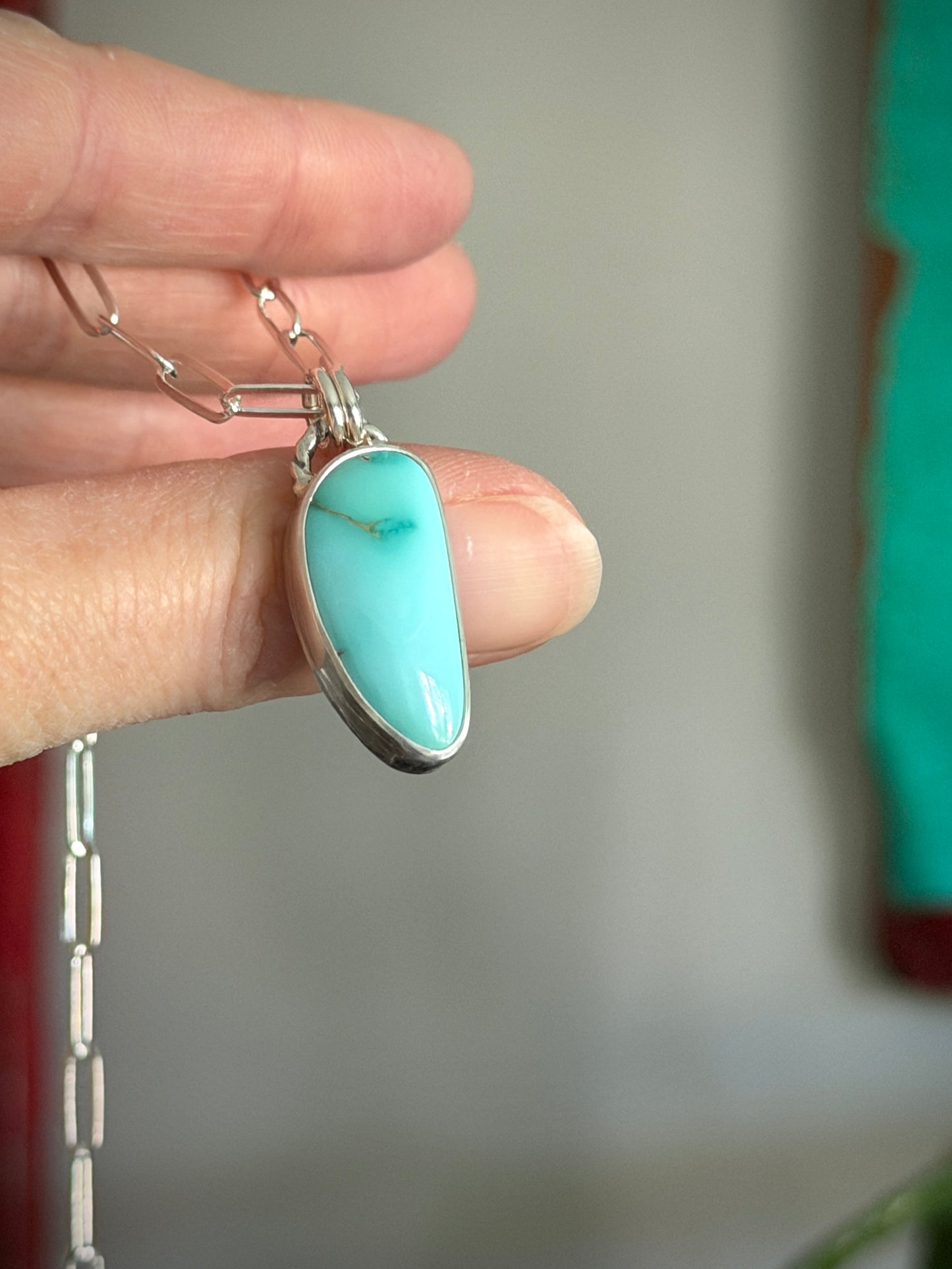 Royston Turquoise Talon Pendant in Pale Blue