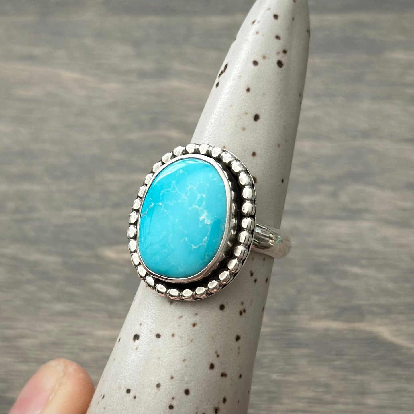 Fox Turquoise Beaded Ring in size 7