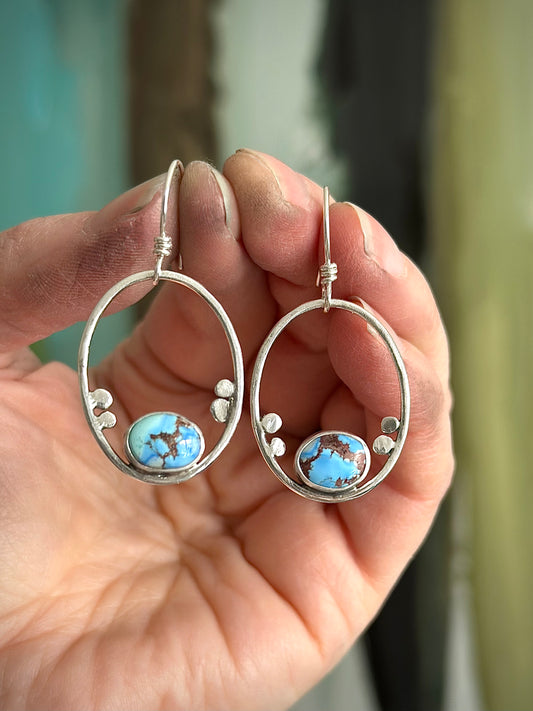 Dotted Golden Hills Turquoise Hoop Earrings in Lavender