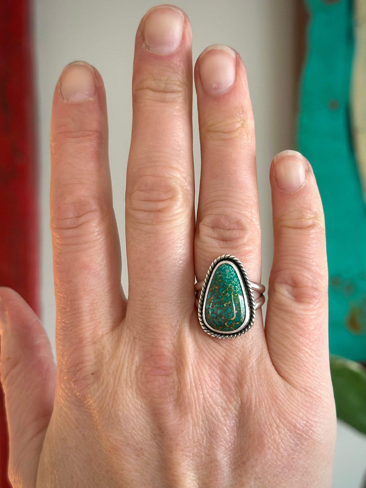 Patagonia Turquoise Twist Ring in size 7