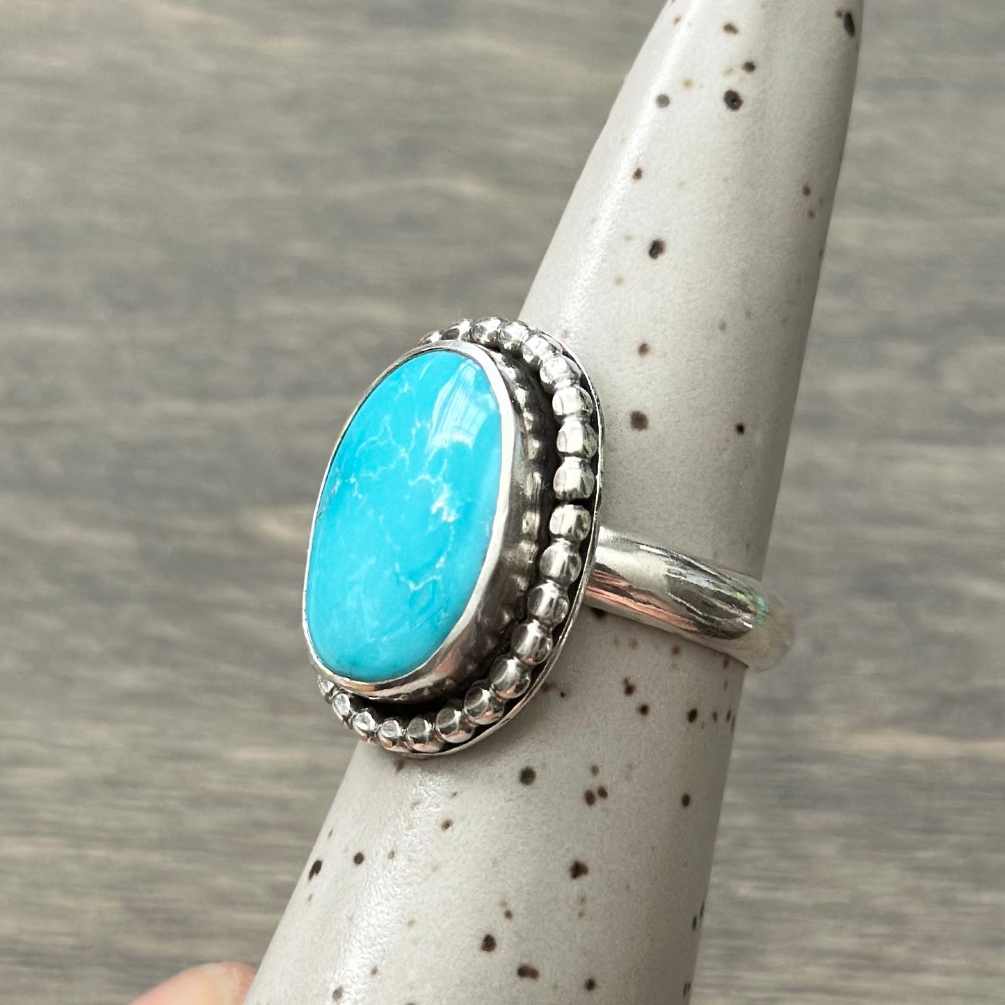 Fox Turquoise Beaded Ring in size 7