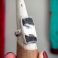 White Buffalo Rectangle Ring size 10 STAMPED BAND