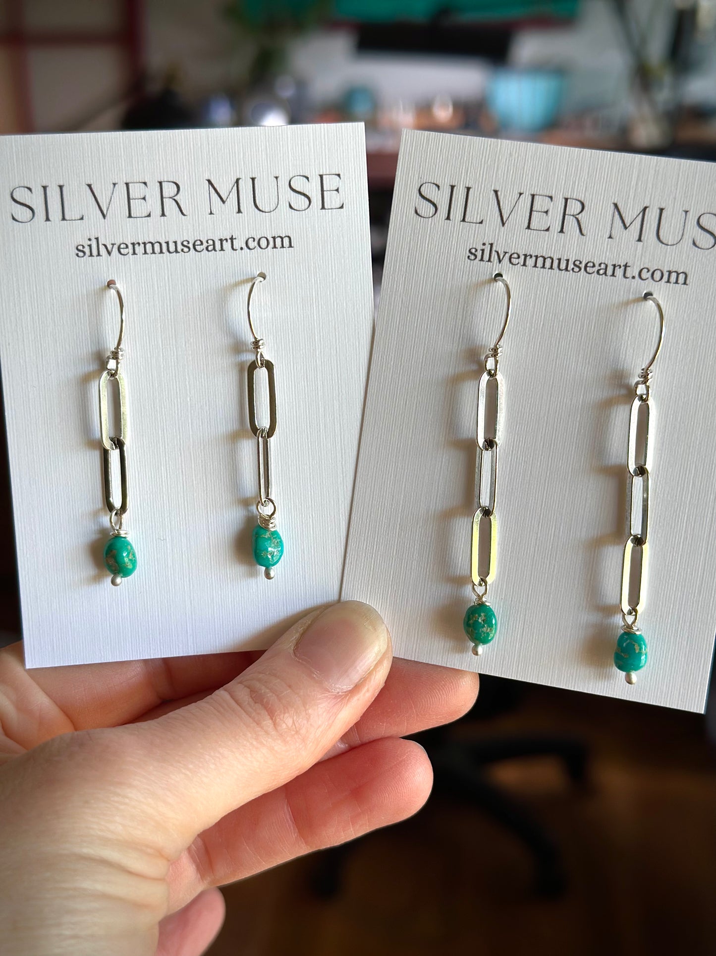 Emerald Valley Turquoise Paperclip Chain Earrings