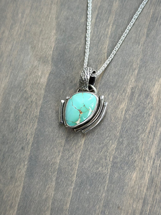 Royston Turquoise Art Deco Pendant in Pale Green v1