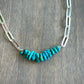Heavy Sierra Nevada Turquoise Bead Paperclip Necklace in Deep Blue