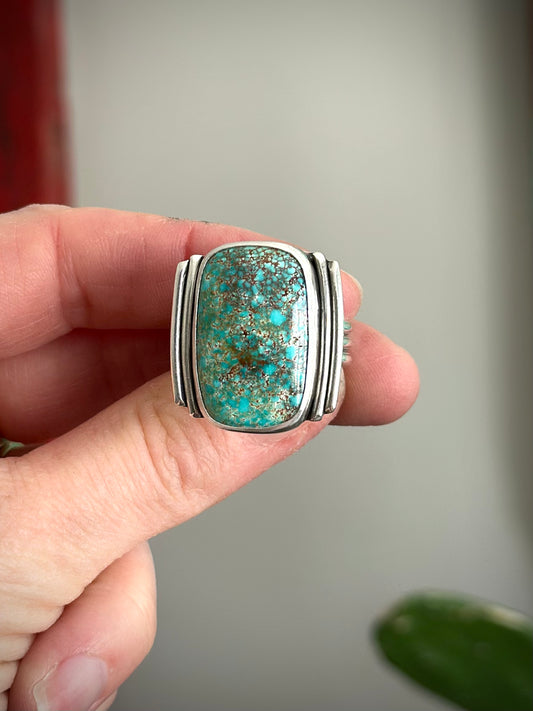 Blue Patagonia Turquoise Art Deco Ring in size 10.5 to 10.75