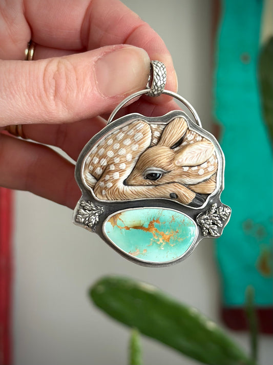 Laura Mears Fawn Pale Royston Turquoise Pendant