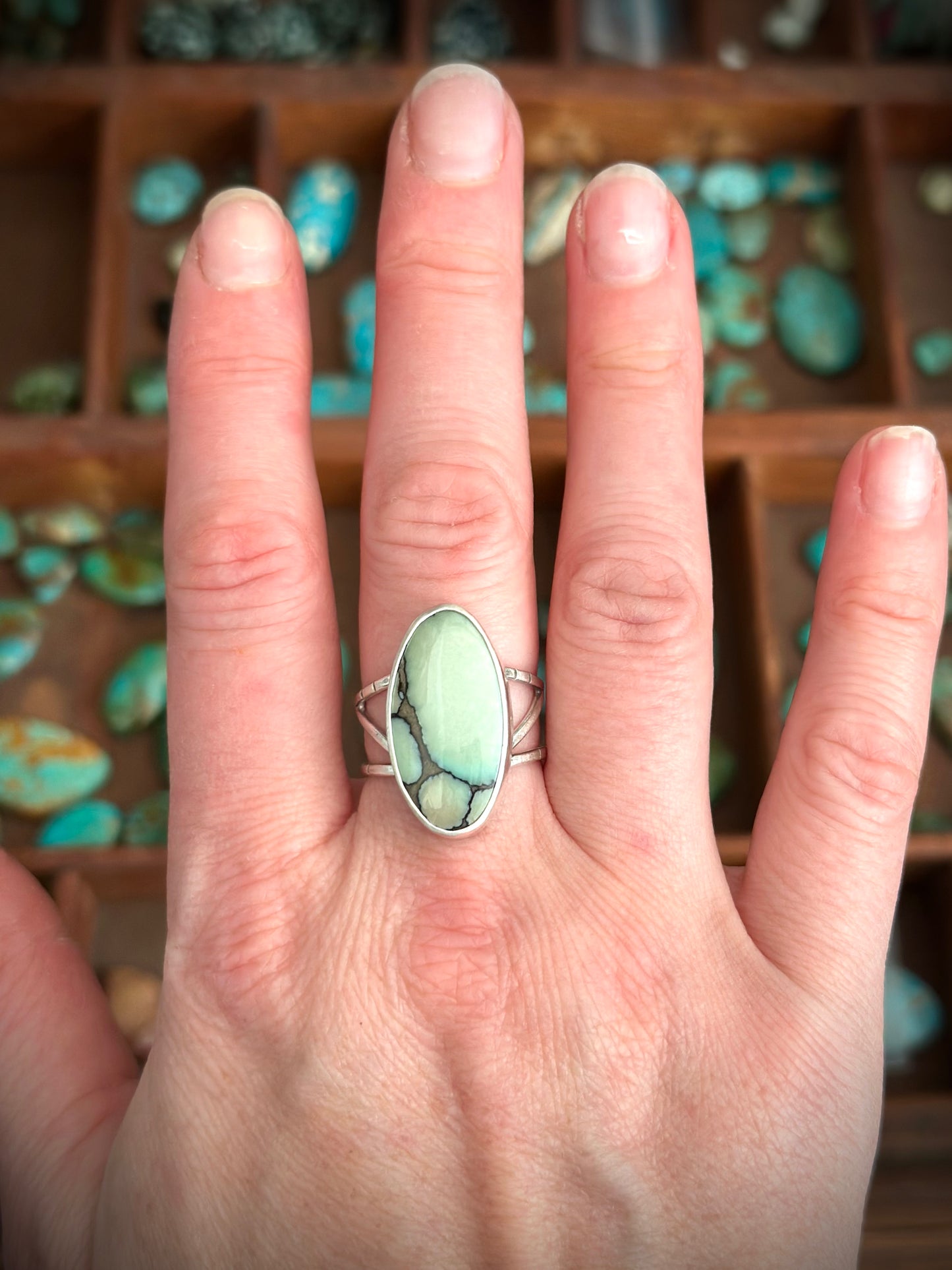 Ivory Desert Bloom Variscite Ring in size 9