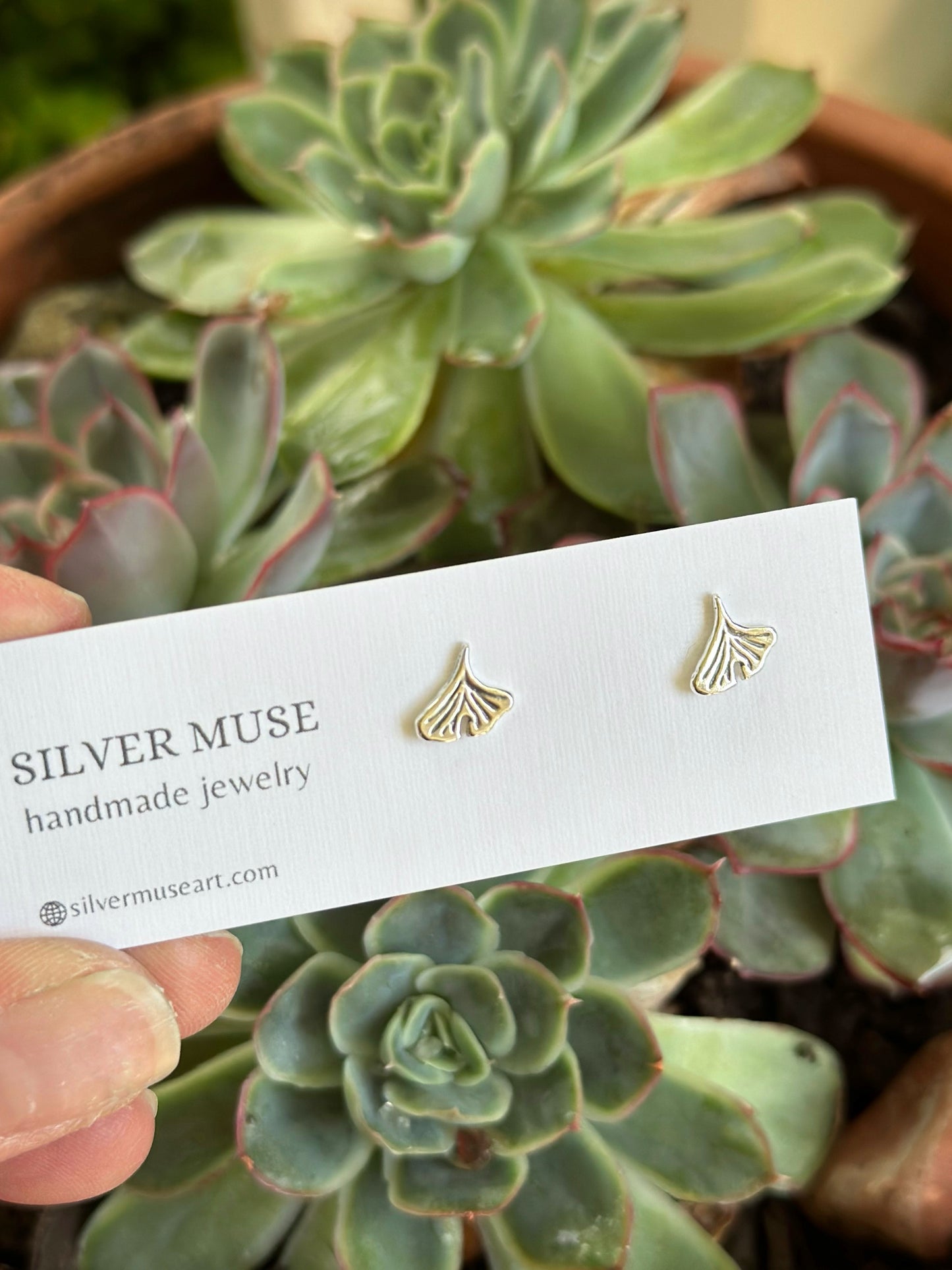 Stud Earrings Ginkgo Leaves