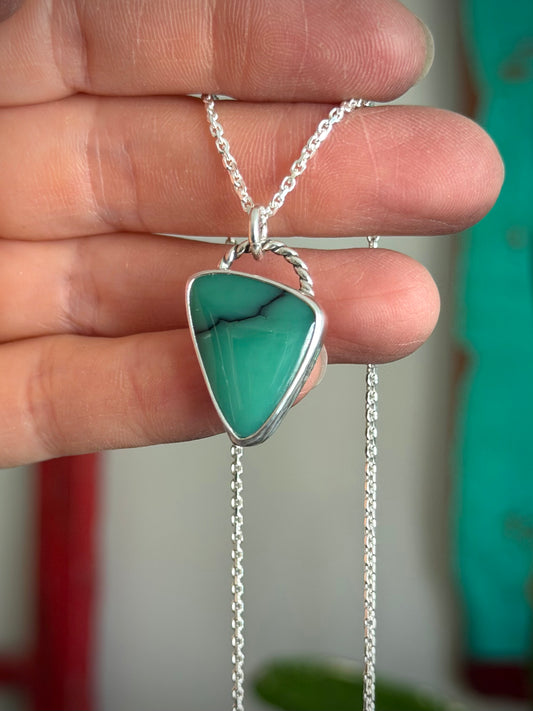 Desert Bloom Variscite Scalene Triangle Pendant with Twist