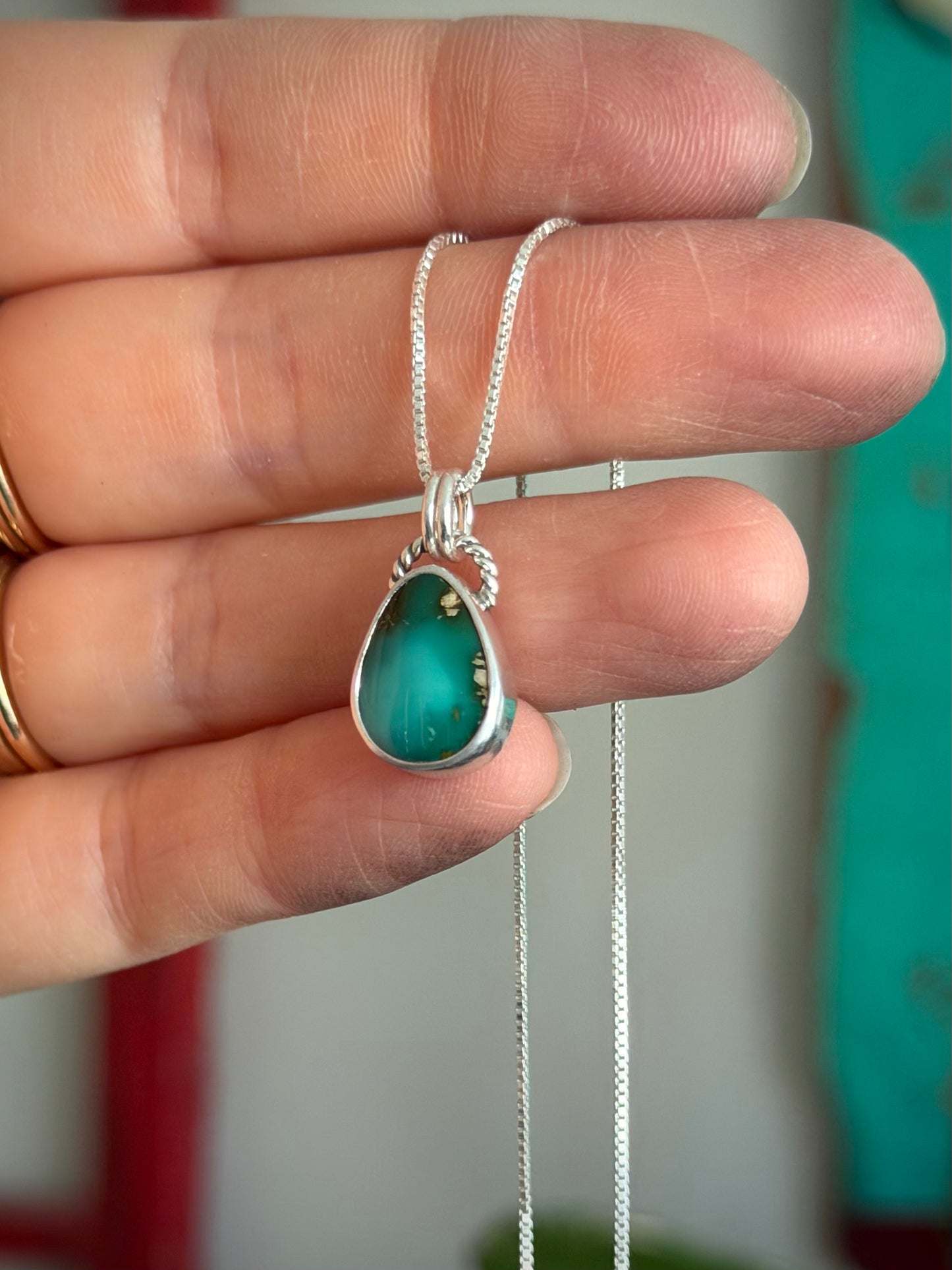 Royston Royal Blue Turquoise Necklace in Teal Teardrop