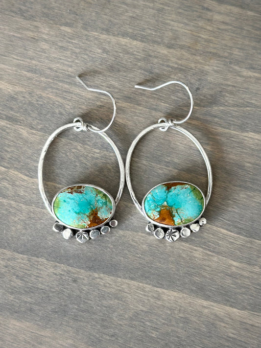 Sonoran Turquoise Oval Hoop Earrings in Blue