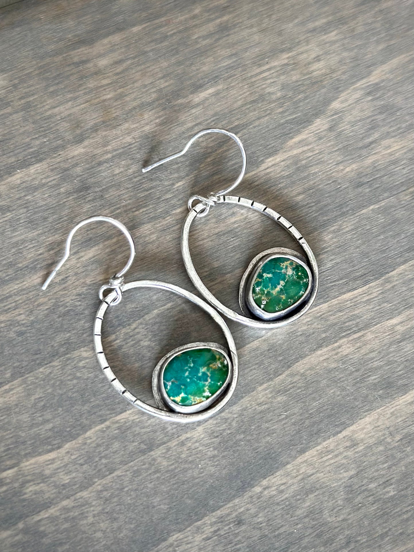 Small Sonoran Turquoise Hoop Earrings in Green