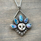 Opal Crowned Athena Laura Mears Owl Pendant in Purple + Blue