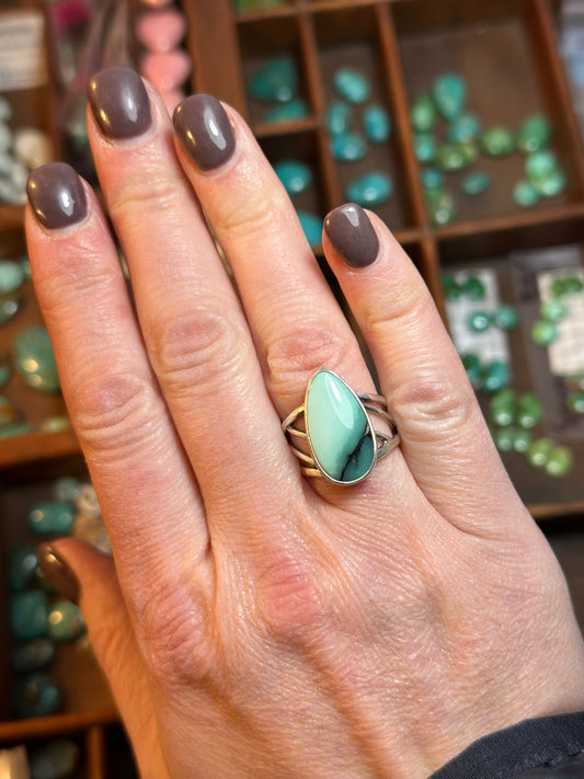 Desert Bloom Variscite Open Band Ring size 7