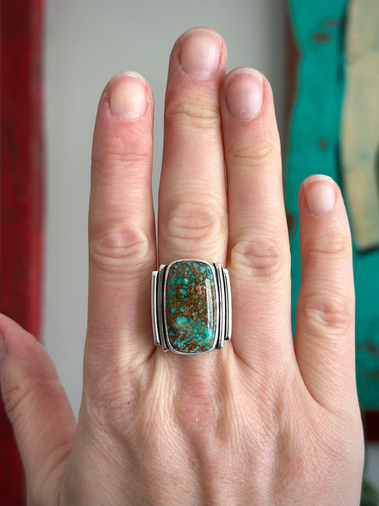 Patagonia Turquoise Art Deco Ring in size 9.5 to 9.75