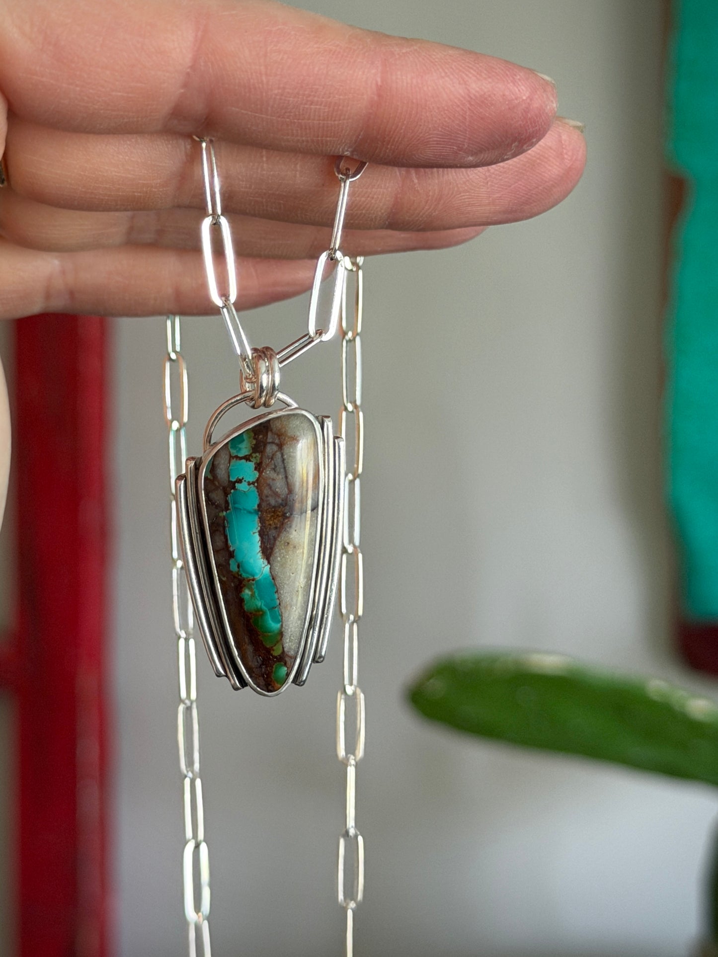 Royston Ribbon Turquoise Art Deco Pendant