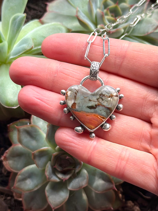 Polychrome Jasper Heart Pendant v1
