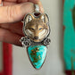 High Grade Royston Turquoise Laura Mears Wolf Pendant with Succulents