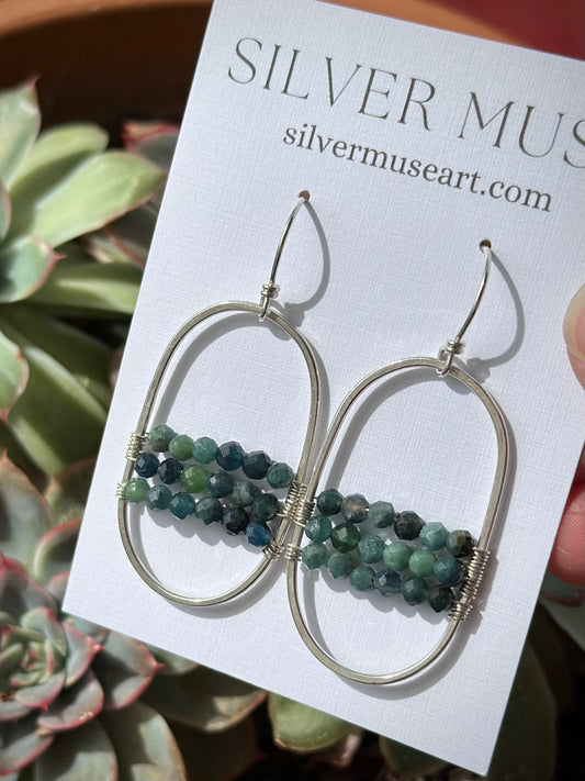Blue Tourmaline Hoop Earrings