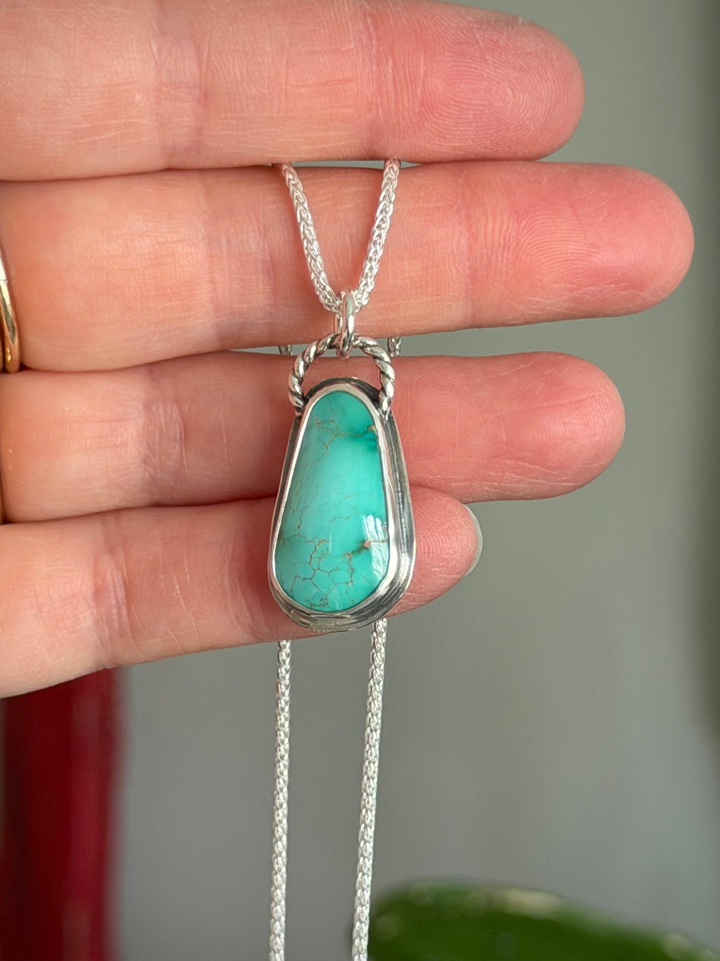 Natural Kingman Turquoise Twist Pendant