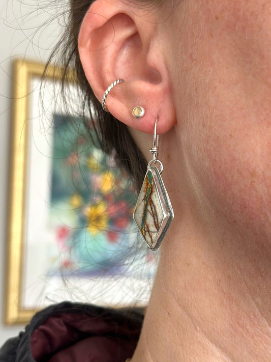 Diamond Royston Ribbon Turquoise Earrings