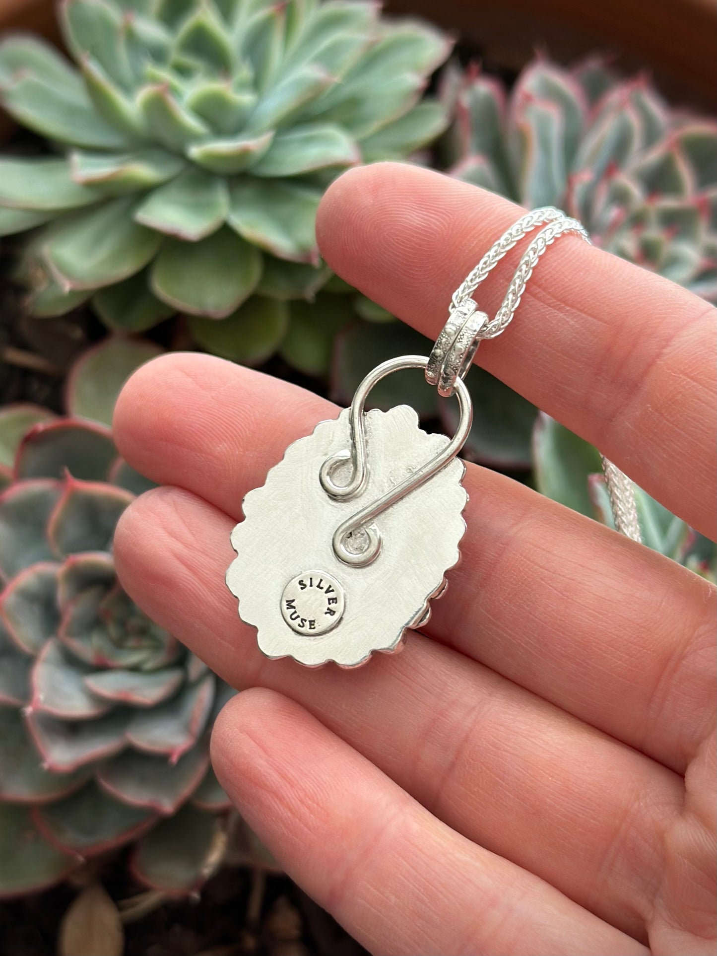 Polychrome Desert Bloom Variscite Pendant with Hammered Granulation