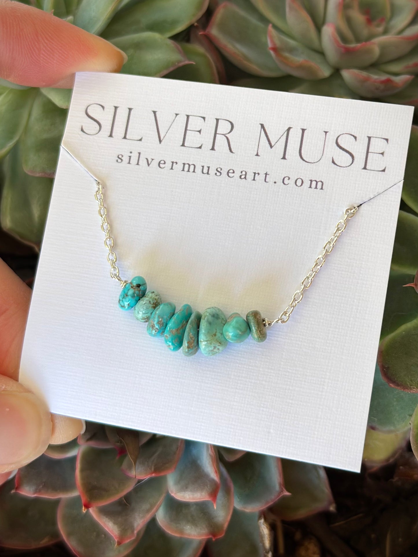 Sierra Nevada Turquoise Bead Necklace in Sterling Silver