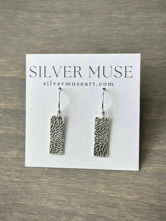 Speckled Bar Earrings in Fine Silver