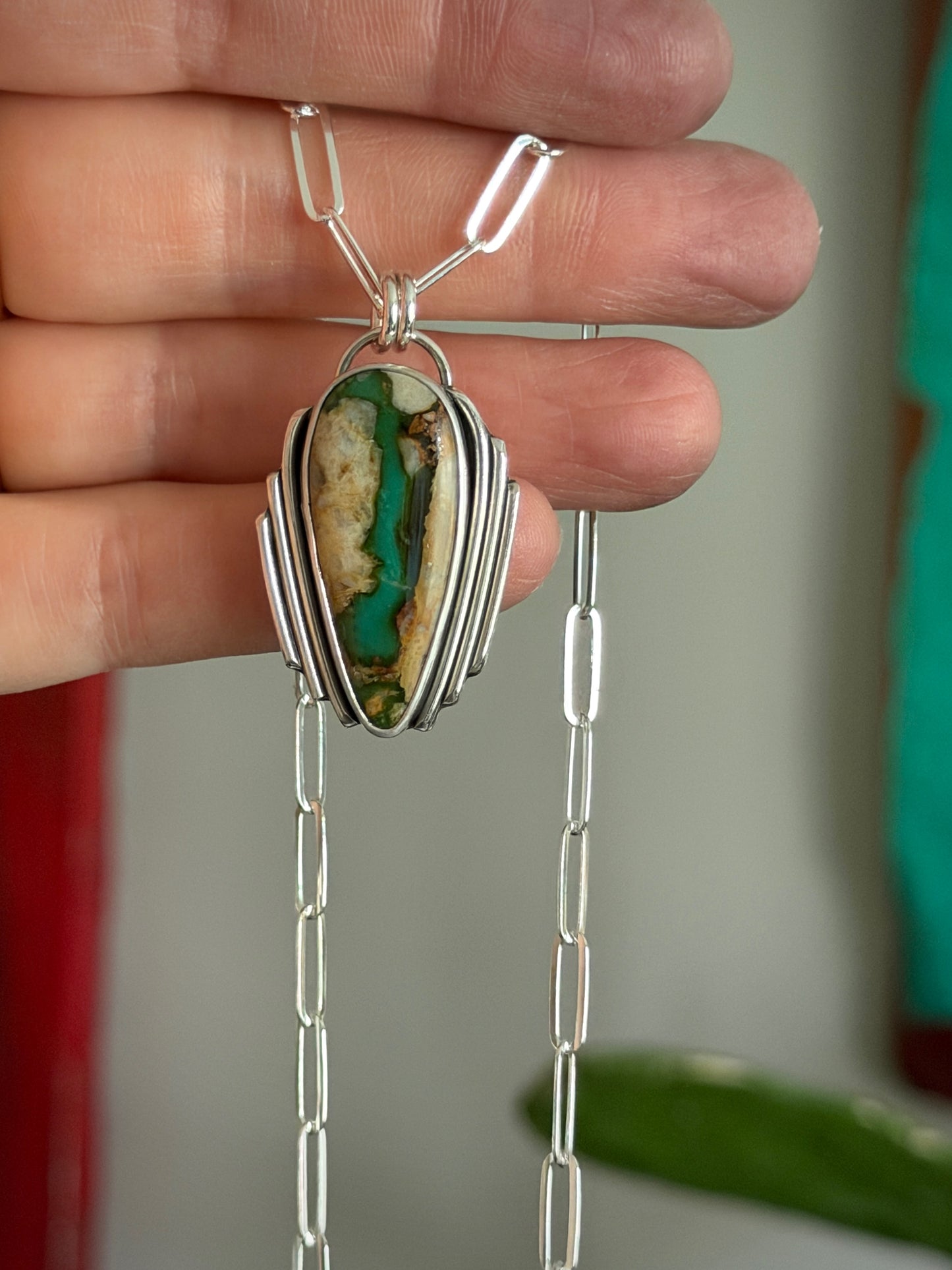 Royston Ribbon Turquoise Art Deco Pendant v2