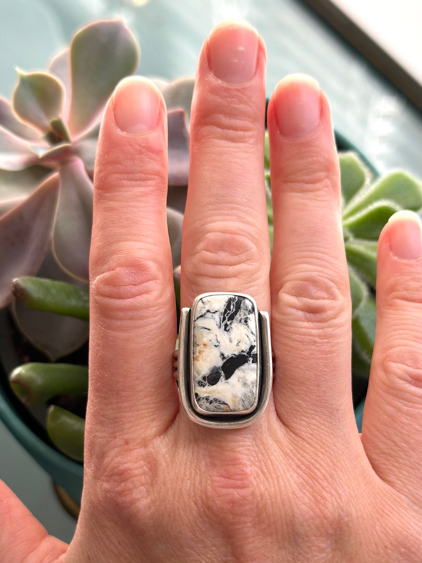 White Buffalo Art Deco Ring in size 10