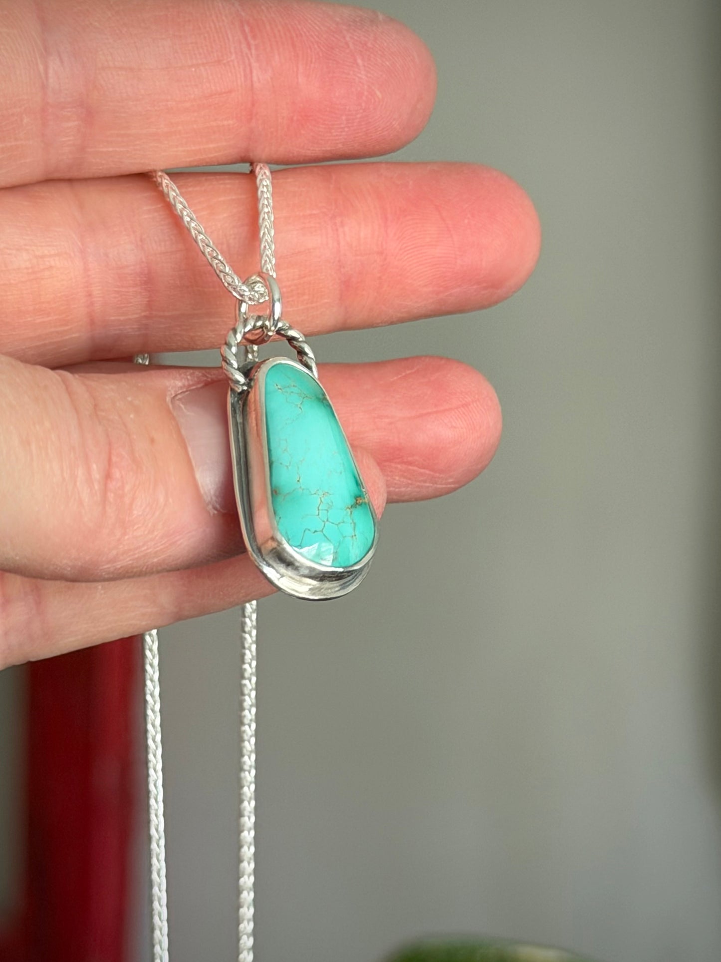 Natural Kingman Turquoise Twist Pendant