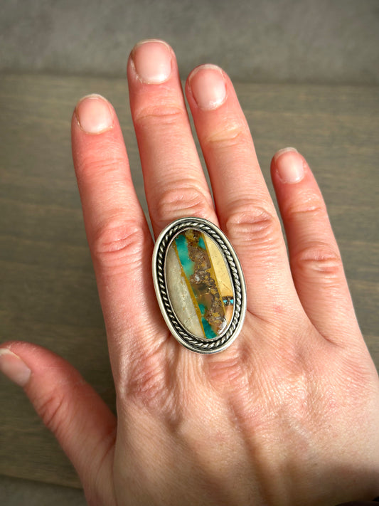 Royston Ribbon Turquoise Ring in size 8.75 to 9