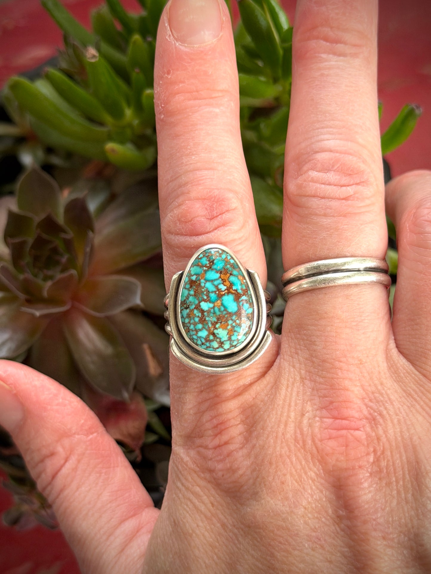 Patagonia Turquoise Art Deco Ring size 8.75