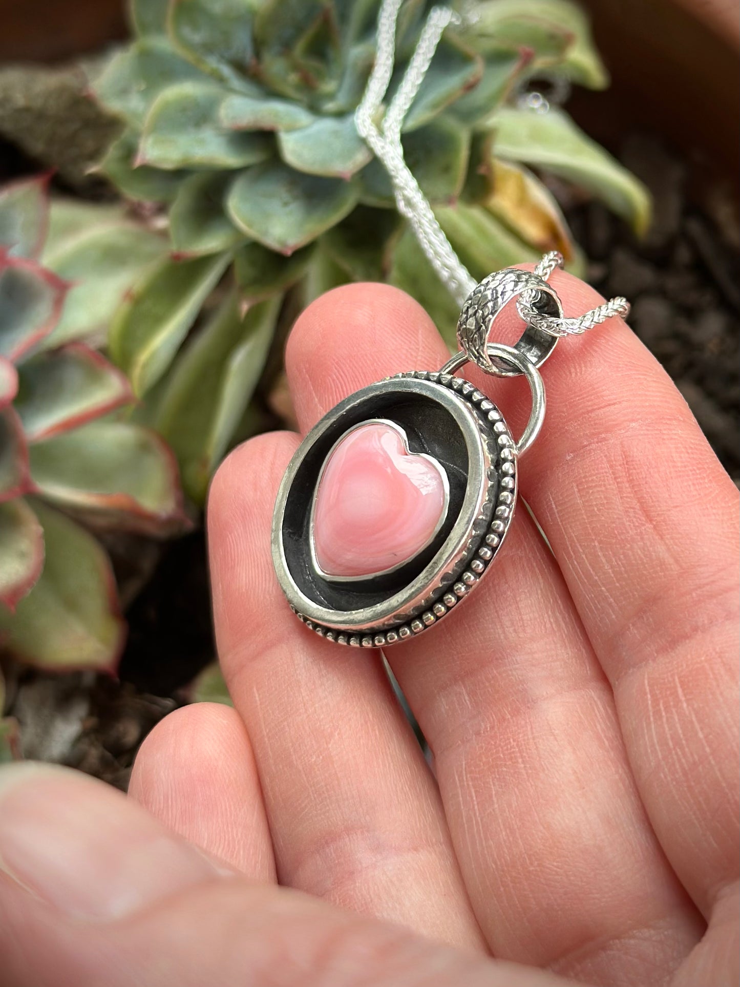 Pink Conch Shell Heart Pendant