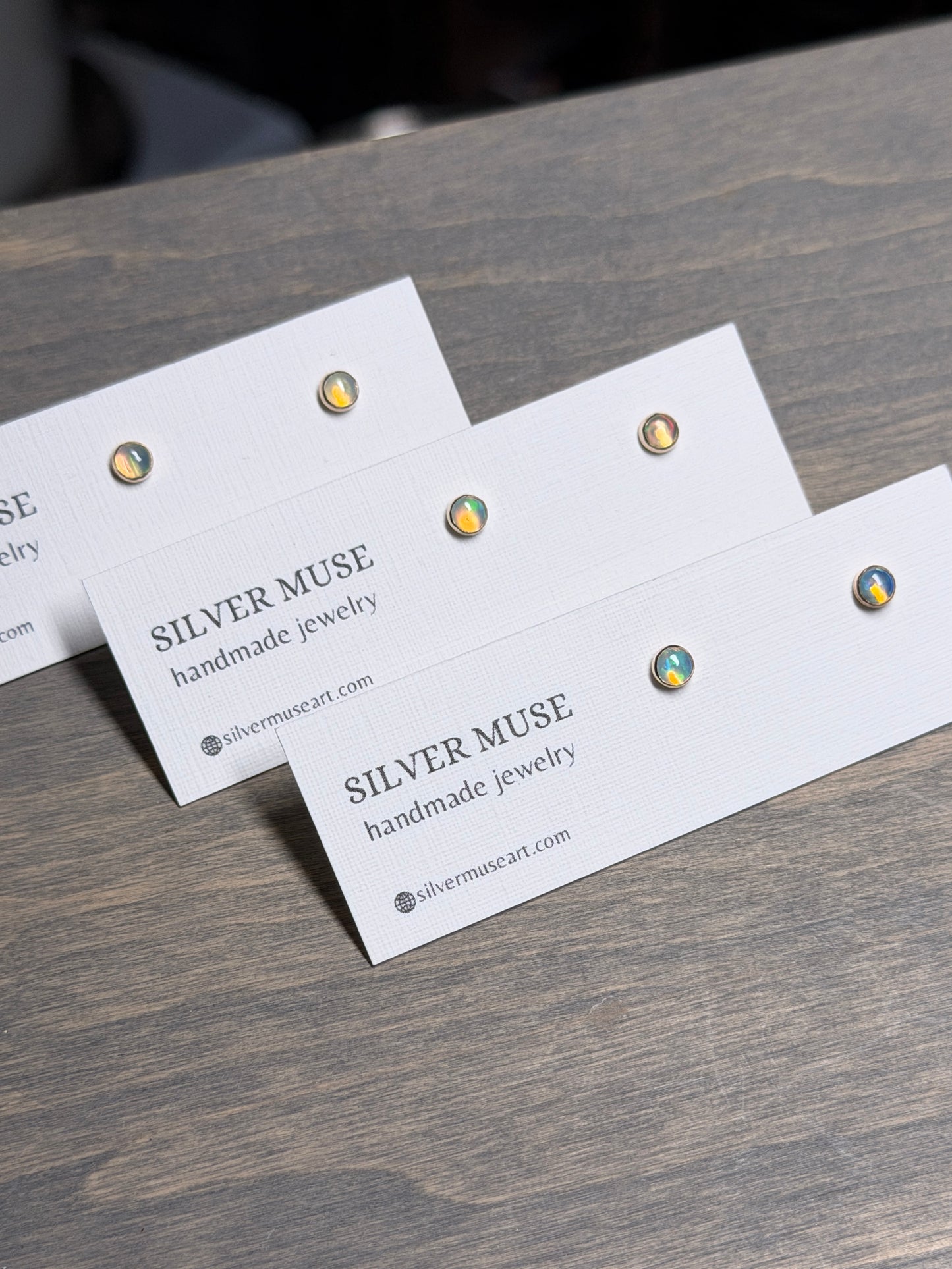 Ethiopian Opal Stud Earrings in 14k Gold Fill