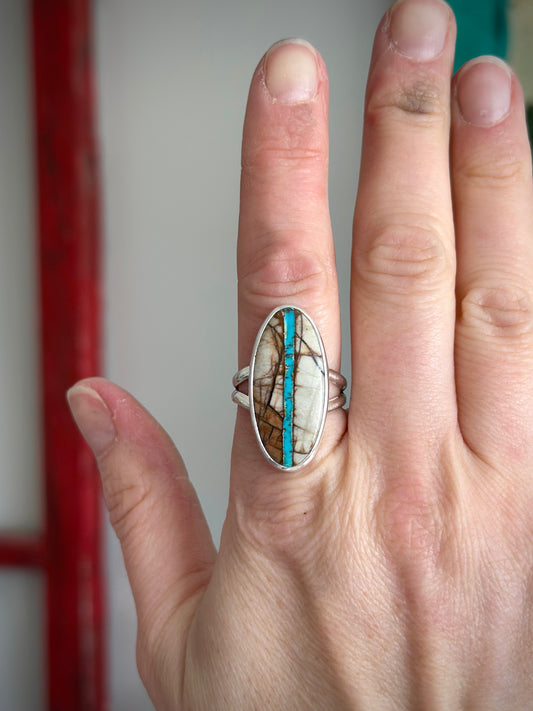 Royston Ribbon Turquoise Ring in size 9.5