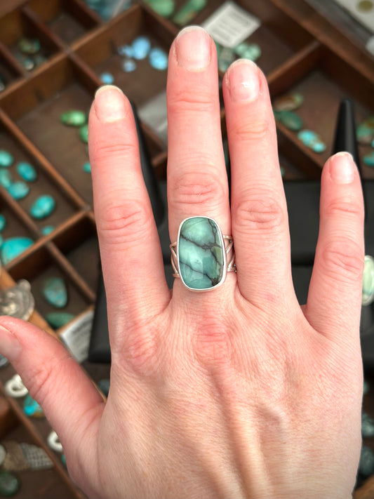 Desert Bloom Variscite High Grade Ring in size 8.75