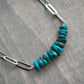 Sierra Nevada Turquoise Bead Paperclip Necklace Heavy v5