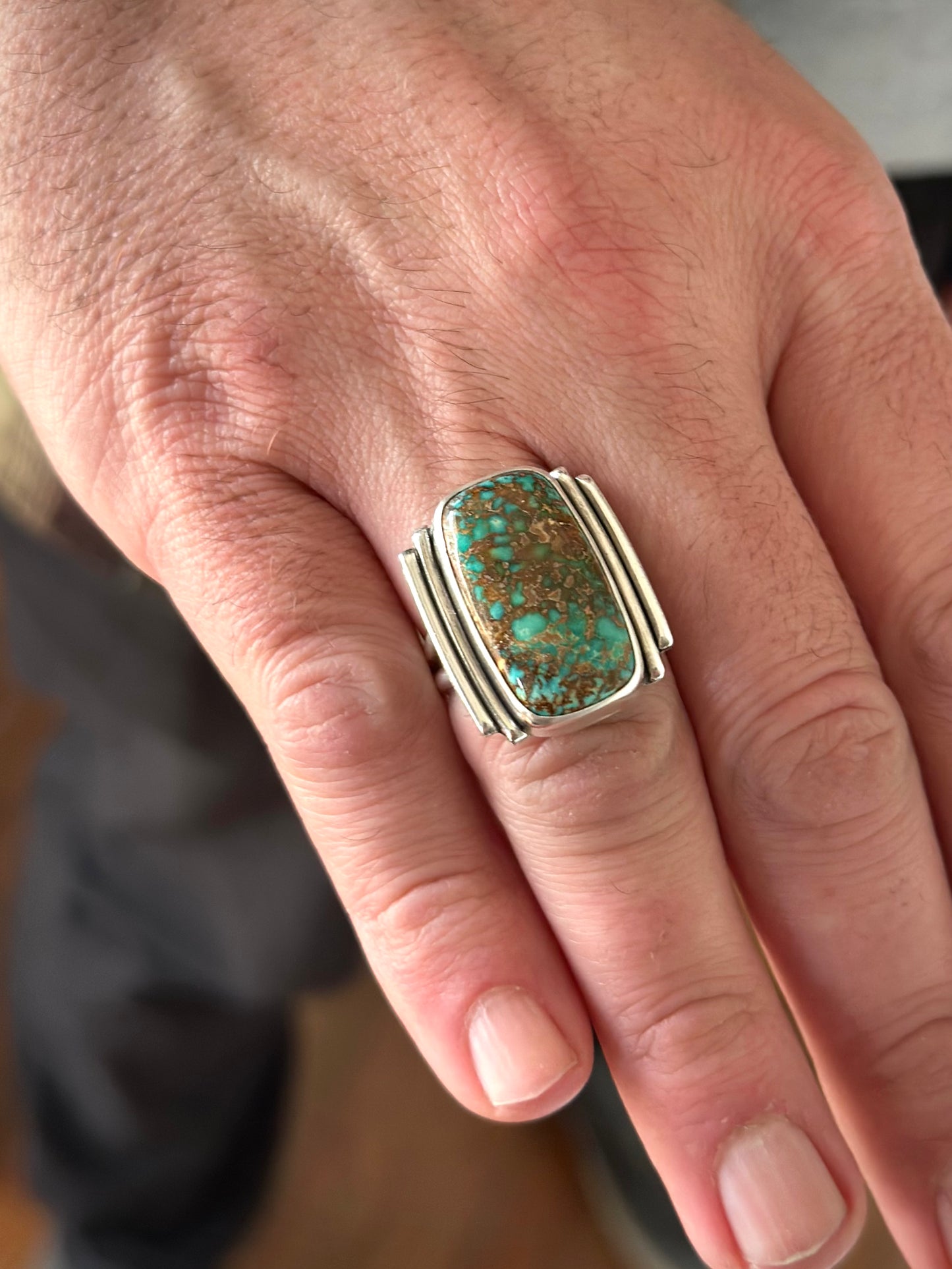 Patagonia Turquoise Art Deco Ring in size 9.5 to 9.75