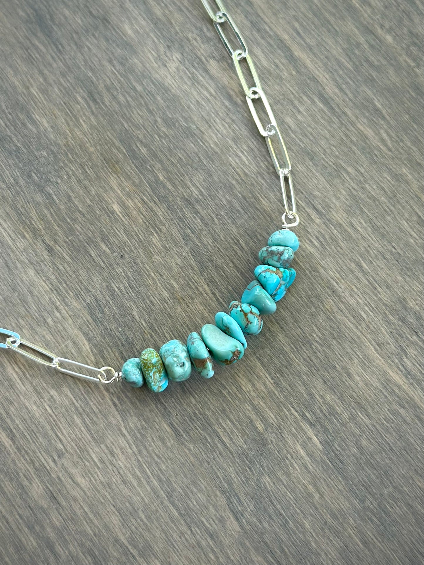 Sierra Nevada Turquoise Bead Paperclip Necklace