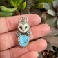 Laura Mears Owl Face Golden Hills Turquoise Pendant with Succulents